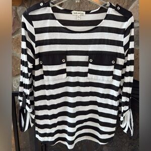 Faith and Joy Monochrome Striped Blouse